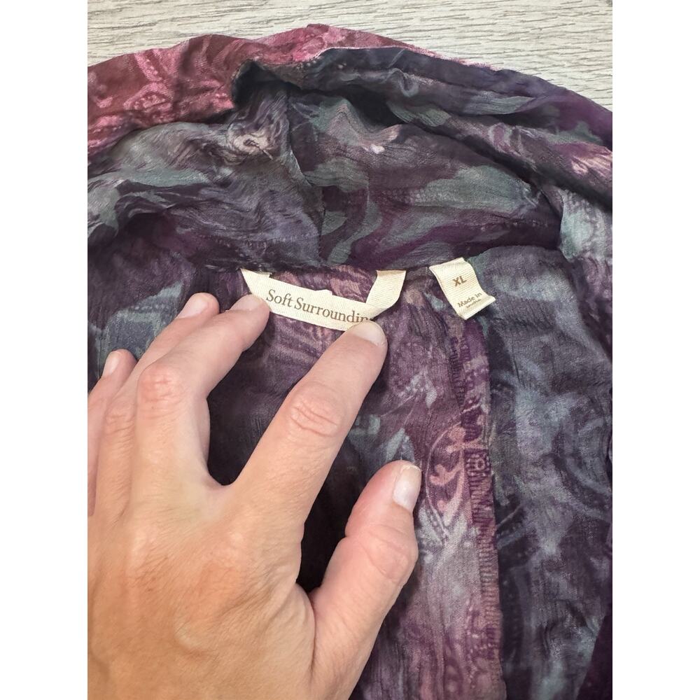Soft Surroundings Ballia Kimono XL Multicolored Print Open Cardigan Jacket - Picture 2 of 6